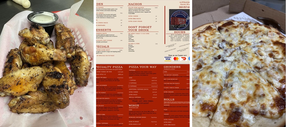 Boxcar Pizza Menu